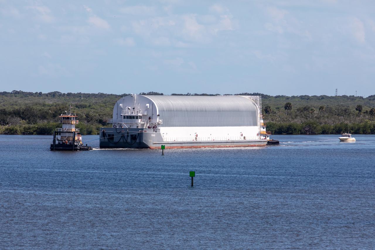 NASA's Pegasus Barge, which has a storied history of supporting the Space Shuttle Program, arrived at the Kennedy Space Center Launch Complex 39B turn basin wharf, carrying its first load in support of the agency's Artemis missions. The upgraded 310-foot-long barge arrived Friday, Sept. 27, ferrying the 212-foot-long Space Launch System (SLS) core stage pathfinder. Weighing in at 228,000 pounds, the pathfinder is a full-scale mockup of the rocket's core stage. The pathfinder will be utilized by the Exploration Ground Systems Program and their contractor, Jacobs, to practice offloading, moving and stacking maneuvers, utilizing important ground support equipment to train employees and certify all the equipment works properly. The pathfinder will stay at Kennedy for approximately one month before trekking back to NASA's Michoud Assembly Facility in Louisiana.