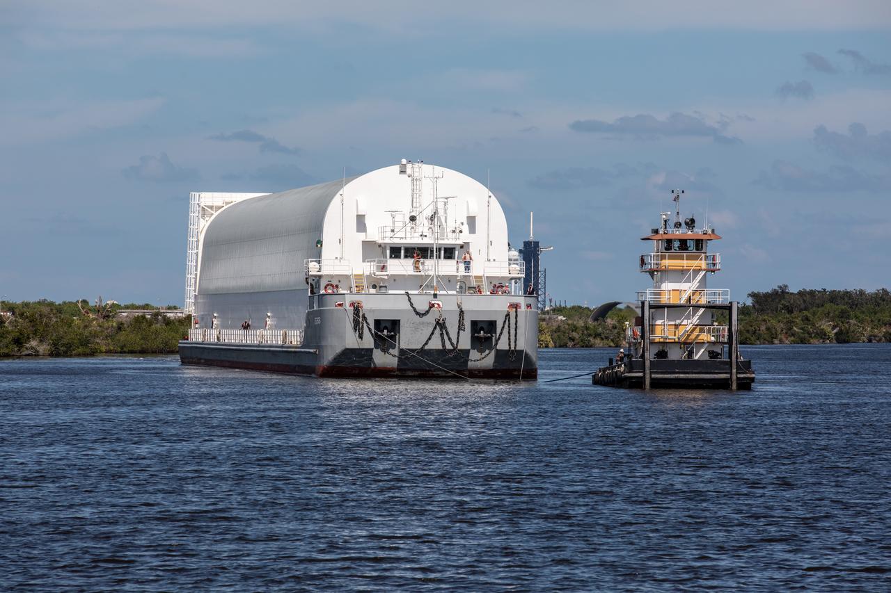 NASA's Pegasus Barge, which has a storied history of supporting the Space Shuttle Program, arrived at the Kennedy Space Center Launch Complex 39B turn basin wharf, carrying its first load in support of the agency's Artemis missions. The upgraded 310-foot-long barge arrived Friday, Sept. 27, ferrying the 212-foot-long Space Launch System (SLS) core stage pathfinder. Weighing in at 228,000 pounds, the pathfinder is a full-scale mockup of the rocket's core stage. The pathfinder will be utilized by the Exploration Ground Systems Program and their contractor, Jacobs, to practice offloading, moving and stacking maneuvers, utilizing important ground support equipment to train employees and certify all the equipment works properly. The pathfinder will stay at Kennedy for approximately one month before trekking back to NASA's Michoud Assembly Facility in Louisiana.