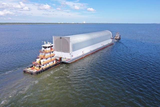 NASA image: SLS Core Stage Pathfinder Barge Approaches KSC 