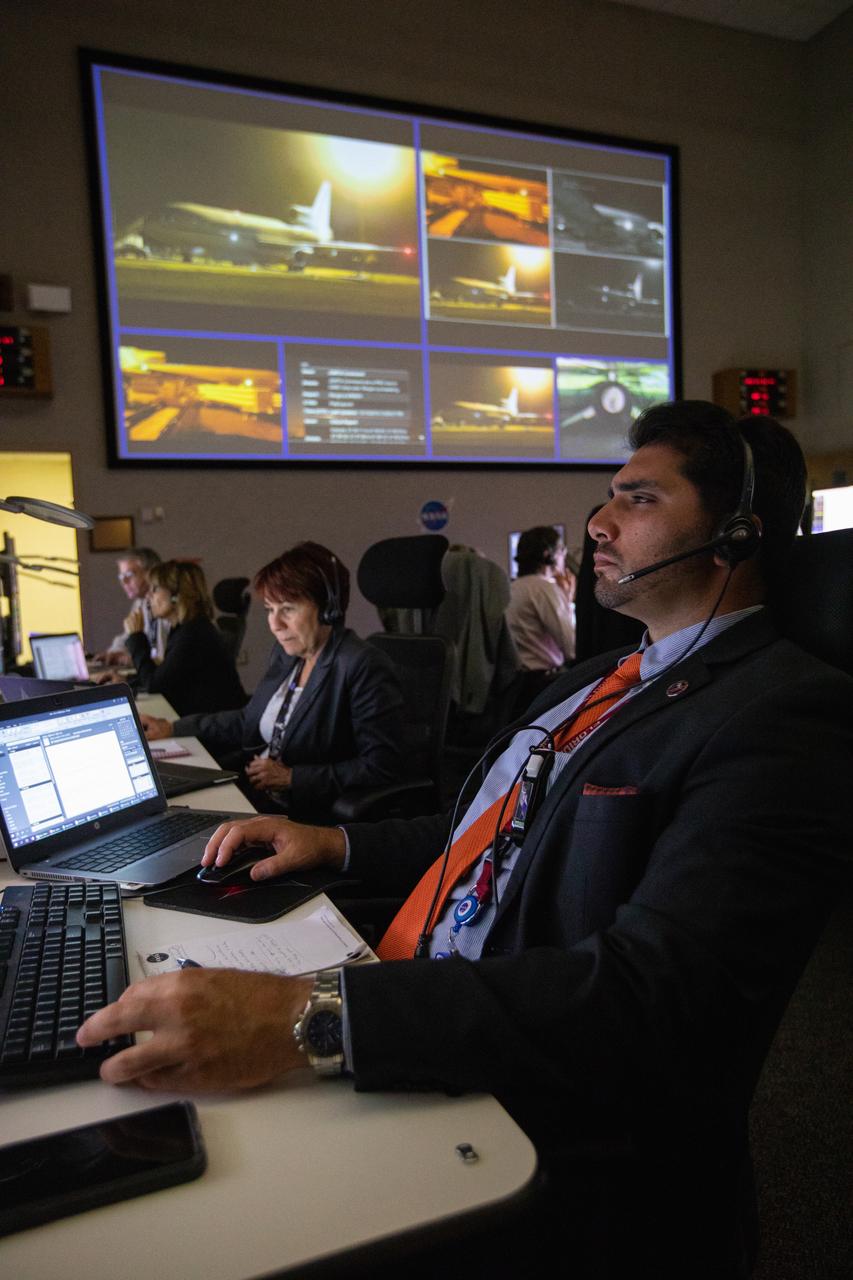 Members of the launch team monitor the launch of NASA’s Ionospheric Connection Explorer (ICON) satellite inside Hangar AE at Cape Canaveral Air Force Station (CCAFS) in Florida. The Northrop Grumman Pegasus XL rocket carrying ICON was released from the company’s L-1011 Stargazer aircraft at 9:59 p.m. EDT on Oct. 10, 2019, over the Atlantic Ocean about 50 miles from Daytona Beach following takeoff from CCAFS. ICON will spend two years studying the Earth’s ionosphere – the dynamic zone in our atmosphere where terrestrial weather from below meets space weather from above. The launch was managed by the agency’s Launch Services Program. 