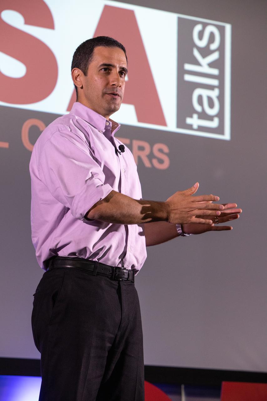 Kennedy Space Center’s Tony Derbyshire speaks at the fourth in a series of five TED Talk-style informational sessions on Oct. 31, 2019, in the Florida spaceport’s Kennedy Learning Institute. Sponsored by Kennedy’s Launching Leaders and Leadership for the Future, NASAtalks focuses on the topic of intentional careers and aims to provide employees with tools and knowledge that can be utilized for career growth. The theme of this fourth session was employees, and additional speakers included Kennedy’s Johnny Nguyen and Deputy Manager of NASA’s Exploration Ground Systems Jeremy Parsons, with a skill-building section on vulnerability, authentic self and diverse inclusion by Ronnie Rodriguez.