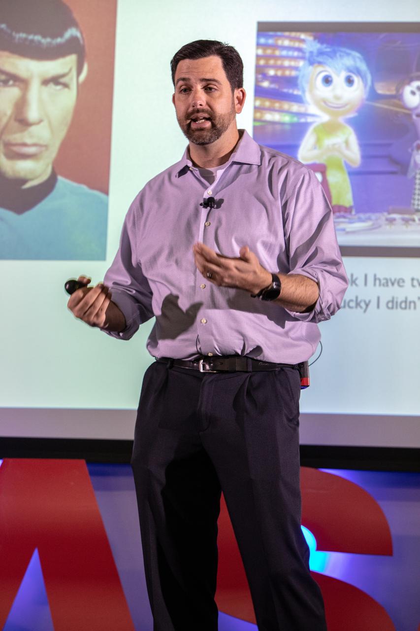 Jeremy Parsons, deputy manager of NASA’s Exploration Ground Systems at the agency’s Kennedy Space Center in Florida, speaks at the fourth in a series of five TED Talk-style informational sessions on Oct. 31, 2019, in the Kennedy Learning Institute. Sponsored by Kennedy’s Launching Leaders and Leadership for the Future, NASAtalks focuses on the topic of intentional careers and aims to provide employees with tools and knowledge that can be utilized for career growth. The theme of this fourth session was employees, and additional speakers included Kennedy’s Johnny Nguyen and Tony Derbyshire, with a skill-building section on vulnerability, authentic self and diverse inclusion by Ronnie Rodriguez. 
