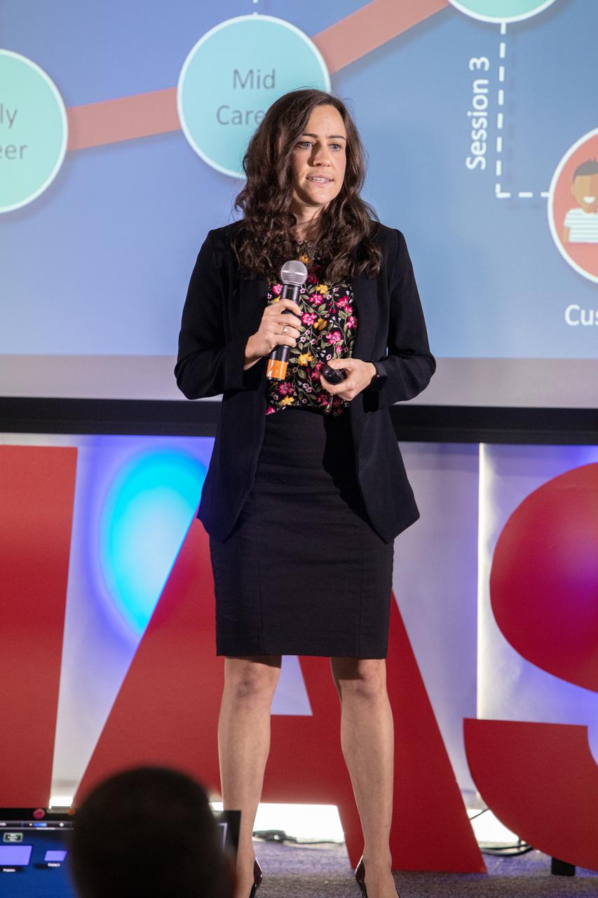 Kennedy Space Center’s Jennifer Lane participates the fourth in a series of five TED Talk-style informational sessions on Oct. 31, 2019, in the Florida spaceport’s Kennedy Learning Institute. Sponsored by Kennedy’s Launching Leaders and Leadership for the Future, NASAtalks focuses on the topic of intentional careers and aims to provide employees with tools and knowledge that can be utilized for career growth. The theme of this fourth session was employees, and additional speakers included Kennedy’s Johnny Nguyen, Tony Derbyshire and Jeremy Parsons, deputy manager of NASA’s Exploration Ground Systems, with a skill-building section on vulnerability, authentic self and diverse inclusion by Ronnie Rodriguez. 