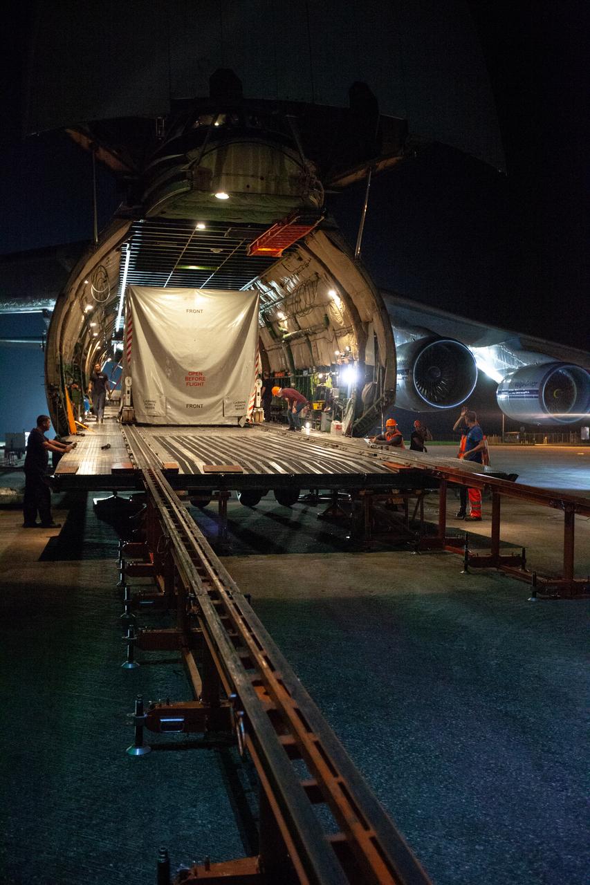 The Solar Orbiter spacecraft is moved out of an Antonov An-124 cargo plane at NASA Kennedy Space Center’s Launch and Landing Facility on Nov. 1, 2019. The spacecraft was delivered to the Florida spaceport from Munich, Germany, then transported to the Astrotech Space Operations facility in nearby Titusville.  Solar Orbiter is a European Space Agency mission with strong NASA participation. The mission aims to study the Sun, its outer atmosphere and solar winds. The spacecraft will provide the first images of the Sun’s poles. NASA’s Launch Services Program based at Kennedy is managing the launch. Liftoff is scheduled for Feb. 5, 2020, from Cape Canaveral Air Force Station aboard a United Launch Alliance Atlas V rocket. 