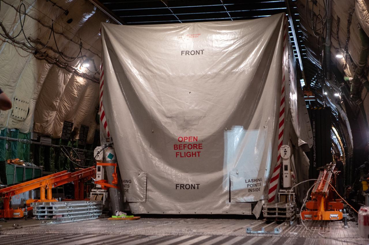 The Solar Orbiter spacecraft is moved out of an Antonov An-124 cargo plane at NASA Kennedy Space Center’s Launch and Landing Facility on Nov. 1, 2019. The spacecraft was delivered to the Florida spaceport from Munich, Germany, then transported to the Astrotech Space Operations facility in nearby Titusville.  Solar Orbiter is a European Space Agency mission with strong NASA participation. The mission aims to study the Sun, its outer atmosphere and solar winds. The spacecraft will provide the first images of the Sun’s poles. NASA’s Launch Services Program based at Kennedy is managing the launch. Liftoff is scheduled for Feb. 5, 2020, from Cape Canaveral Air Force Station aboard a United Launch Alliance Atlas V rocket.