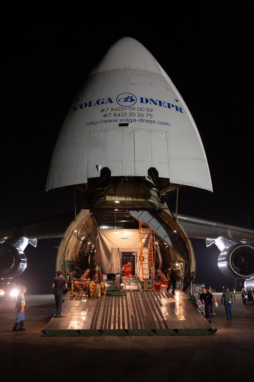The Solar Orbiter spacecraft has arrived aboard an Antonov An-124 cargo plane at NASA Kennedy Space Center’s Launch and Landing Facility on Nov. 1, 2019. The spacecraft was delivered to the Florida spaceport from Munich, Germany, then transported to the Astrotech Space Operations facility in nearby Titusville.  Solar Orbiter is a European Space Agency mission with strong NASA participation. The mission aims to study the Sun, its outer atmosphere and solar winds. The spacecraft will provide the first images of the Sun’s poles. NASA’s Launch Services Program based at Kennedy is managing the launch. Liftoff is scheduled for Feb. 5, 2020, from Cape Canaveral Air Force Station aboard a United Launch Alliance Atlas V rocket.