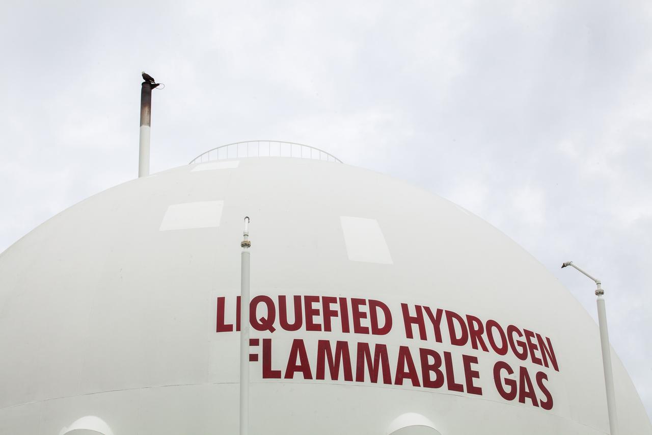 A bald eagle perches on the liquid hydrogen storage tank at Launch Pad 39B on Nov. 8, 2019, at NASA’s Kennedy Space Center in Florida. Kennedy shares a border with the Merritt Island National Wildlife Refuge, consisting of 144,000 acres of land, water and marshes. Many species of birds, reptiles, fish, amphibians and mammals can be found within the refuge. 