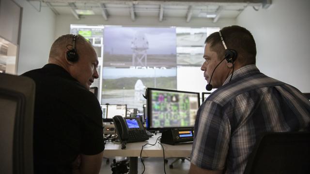 NASA image: CCP Astronauts watch Static Fire Test for SpaceX Crew Dragon In-