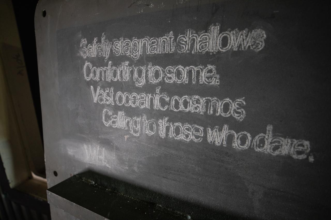 Each of the eight haunch access doors located in the mobile launcher platform contains an inspirational quote related to space travel. The quotes are from John F. Kennedy, H.G. Wells and Werner Von Braun, among others. The heavy metal doors will be bolted in place to protect electrical and support systems during liftoff of the Space Launch System rocket and Orion spacecraft.