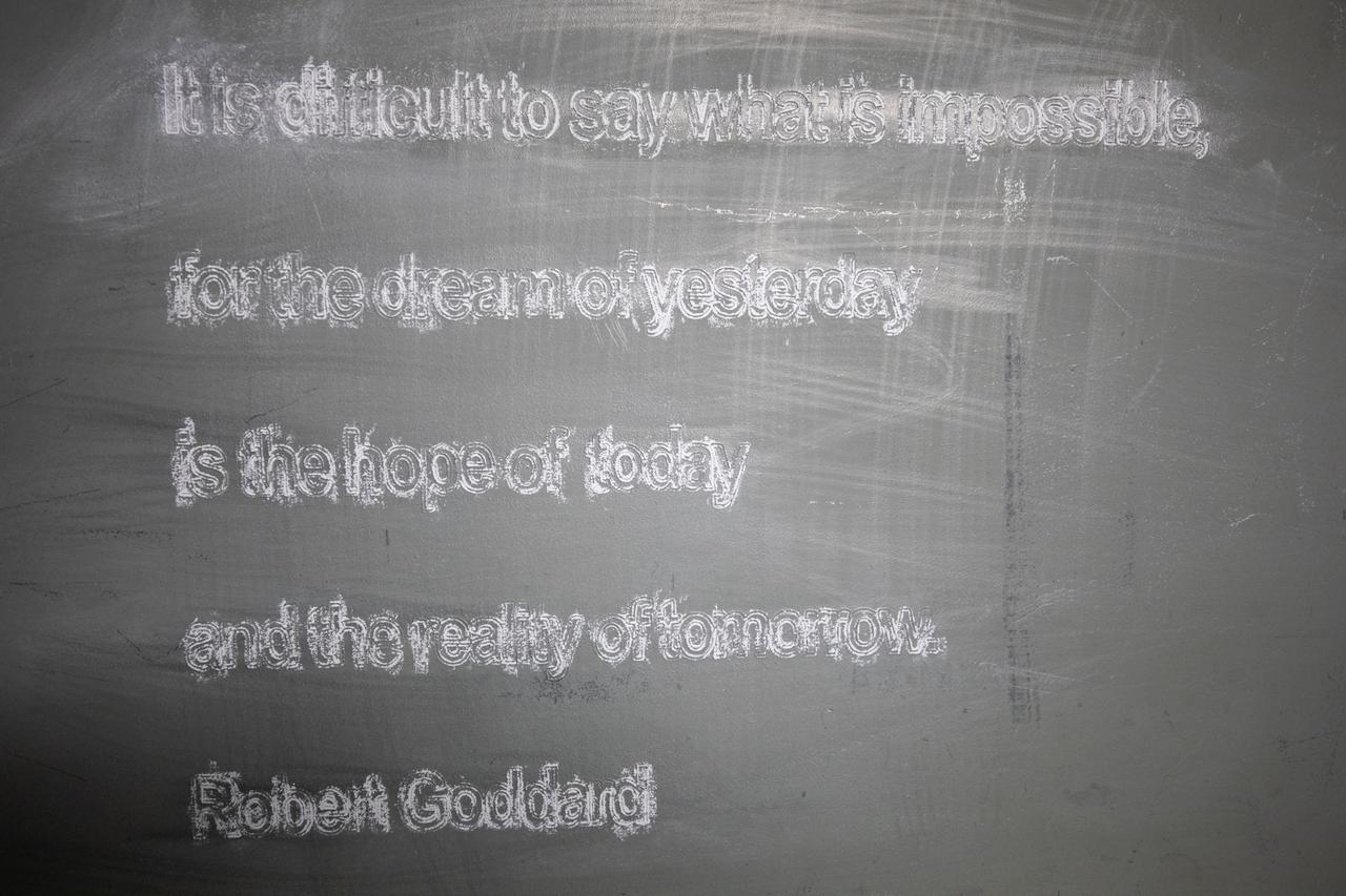 Each of the eight haunch access doors located in the mobile launcher platform contains an inspirational quote related to space travel. The quotes are from John F. Kennedy, H.G. Wells and Werner Von Braun, among others. The heavy metal doors will be bolted in place to protect electrical and support systems during liftoff of the Space Launch System rocket and Orion spacecraft.