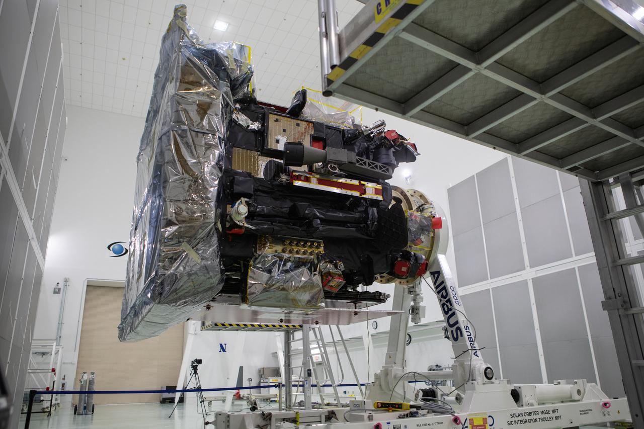 The Solar Orbiter spacecraft has been removed from its shipping container inside the Astrotech Space Operations facility in Titusville, Florida, on Nov. 18, 2019. The spacecraft was flown aboard an Antonov cargo aircraft from Munich, Germany, arriving at NASA’s Kennedy Space Center on Nov. 1, 2019. Solar Orbiter is a European Space Agency mission with strong NASA participation. The mission aims to study the Sun, its outer atmosphere and solar winds. The spacecraft will provide the first images of the Sun’s poles. NASA’s Launch Services Program based at Kennedy is managing the launch. Liftoff is scheduled for Feb. 5, 2020, from Cape Canaveral Air Force Station aboard a United Launch Alliance Atlas V rocket.