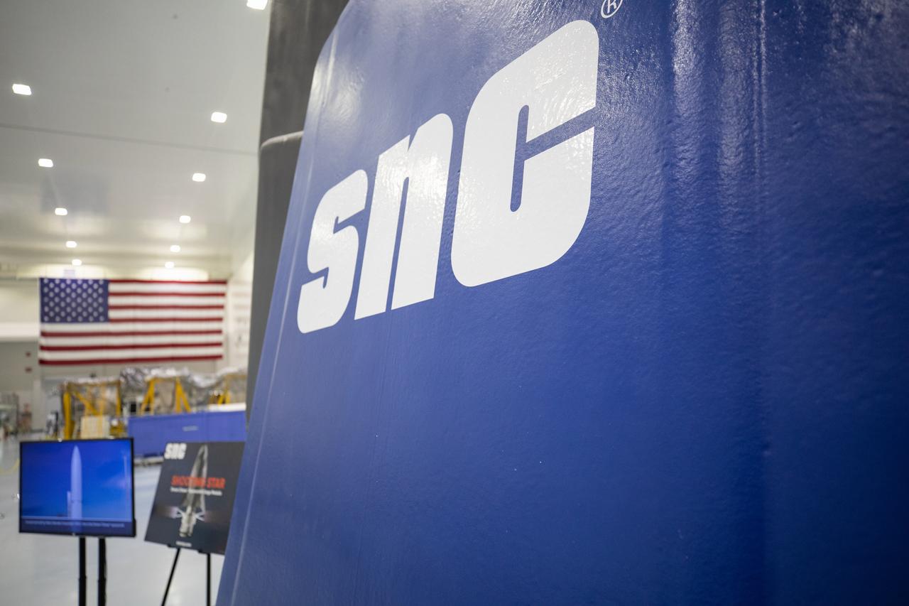 A look at a testing mockup of Sierra Nevada Corporation’s Shooting Star cargo module in the Space Station Processing Facility high bay at Kennedy Space Center on Nov. 19, 2019. Shooting Star will attach to the back of the company’s Dream Chaser spacecraft. The cargo module will deliver more than 12,000 pounds of supplies and other cargo to the International Space Station for NASA as part of the Commercial Resupply Services-2 contract.