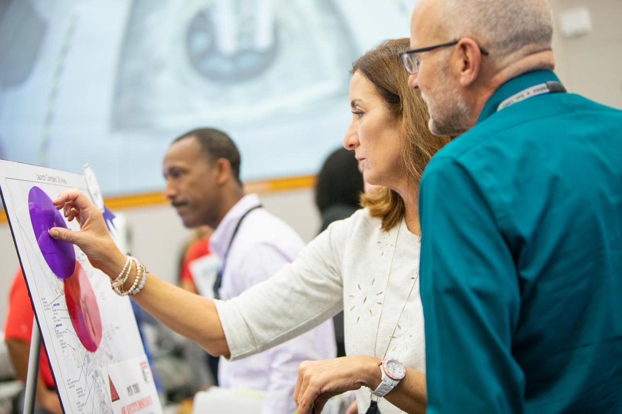 Kennedy Space Center employees participate in an innovation showcase on Nov. 19, 2019, in the Florida spaceport’s Neil Armstrong Operations and Checkout Building’s Mission Briefing Room. Nearly 50 exhibitors gathered to demonstrate new technologies and innovations during the center’s Innovation Days – one of several events throughout the year aimed at fostering and encouraging an innovative culture at Kennedy. Showcase participants included individuals from multiple directorates, programs and organizations throughout Kennedy. In addition to the showcase, employees had the opportunity to attend an overview presentation on NASA’s Human Landing System (HLS), hosted by HLS Program Manager Lisa Watson-Morgan. 