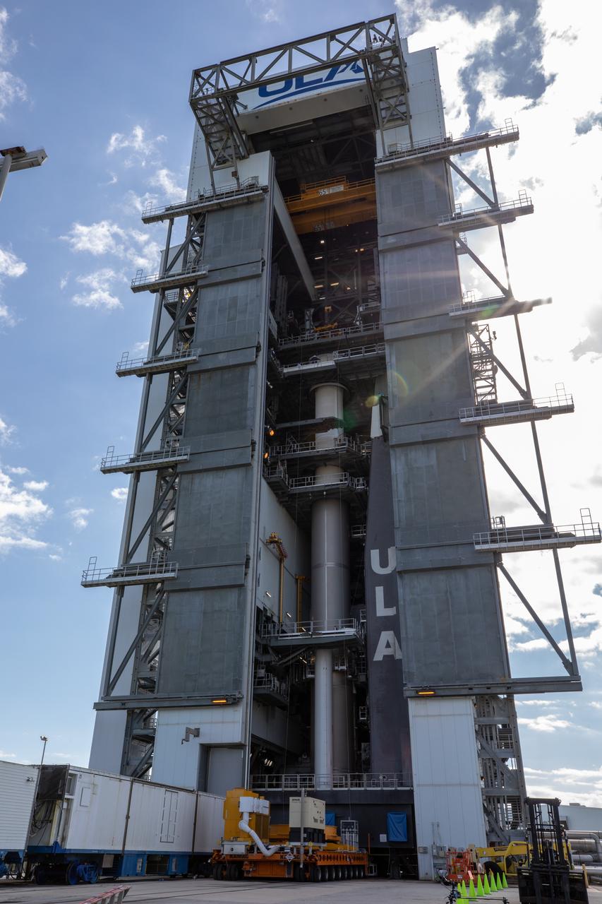 The Boeing CST-100 Starliner spacecraft is secured atop a United Launch Alliance Atlas V rocket at the Vertical Integration Facility at Space Launch Complex 41 at Florida’s Cape Canaveral Air Force Station on Nov. 21, 2019. Starliner will launch on the Atlas V for Boeing’s Orbital Flight Test to the International Space Station for NASA’s Commercial Crew Program. The spacecraft rolled out from Boeing’s Commercial Crew and Cargo Processing Facility at NASA’s Kennedy Space Center earlier in the day.