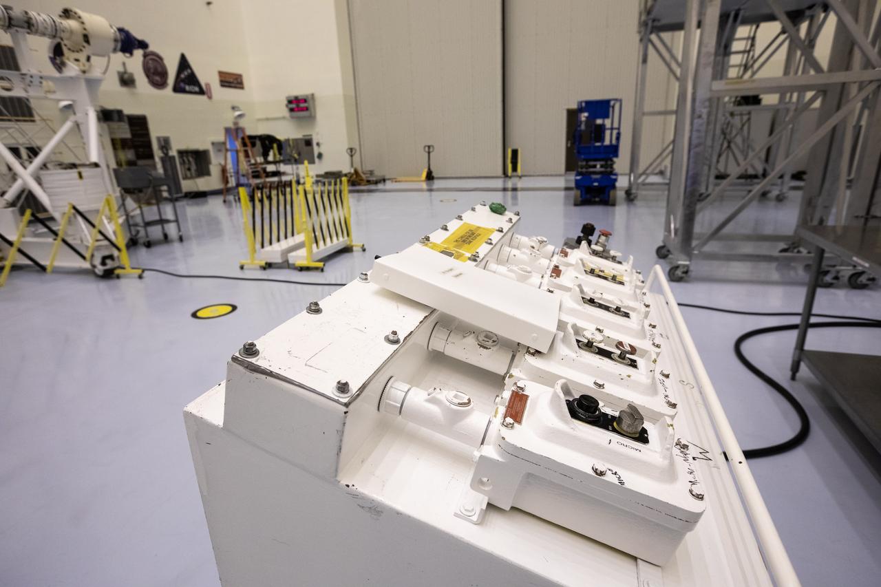 Critical ground support equipment that will be utilized to process the Mars 2020 rover is photographed inside the Payload Hazardous Servicing Facility on Nov. 22, 2019, at NASA’s Kennedy Space Center in Florida. The Mars 2020 rover is being manufactured at the agency’s Jet Propulsion Laboratory in California and, once complete, will be sent to Kennedy for assembly, prelaunch processing and checkouts. The rover is scheduled to launch from Cape Canaveral Air Force Station in summer 2020 aboard a United Launch Alliance Atlas V rocket procured from NASA’s Launch Services Program. The mission will help the agency better understand the geology of Mars, test new robotic technology and assist in determining if any form of life ever was supported on the Red Planet. 