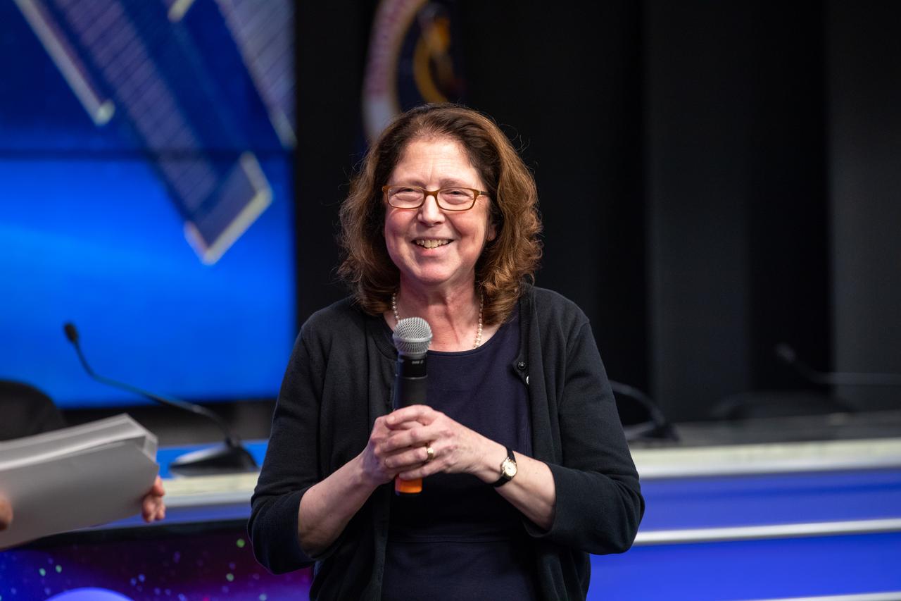 A What’s On Board Briefing for SpaceX’s 19th Commercial Resupply Services (CRS-19) mission for NASA to the International Space Station took place on Dec. 3, 2019, at the agency’s Kennedy Space Center in Florida. Emily Germain-Lee, professor at the University of Connecticut School of Medicine and chief of endocrinology and diabetes, Connecticut Children’s Medical Center, discussed her on molecular signaling pathways that influence muscle degradation to prevent skeletal muscle and bone loss during spaceflight, and enhance recovery following return to Earth. The SpaceX Falcon 9 rocket and Dragon cargo module are scheduled to launch on Dec. 4, 2019, from Space Launch Complex 40 on Cape Canaveral Air Force Station in Florida. 