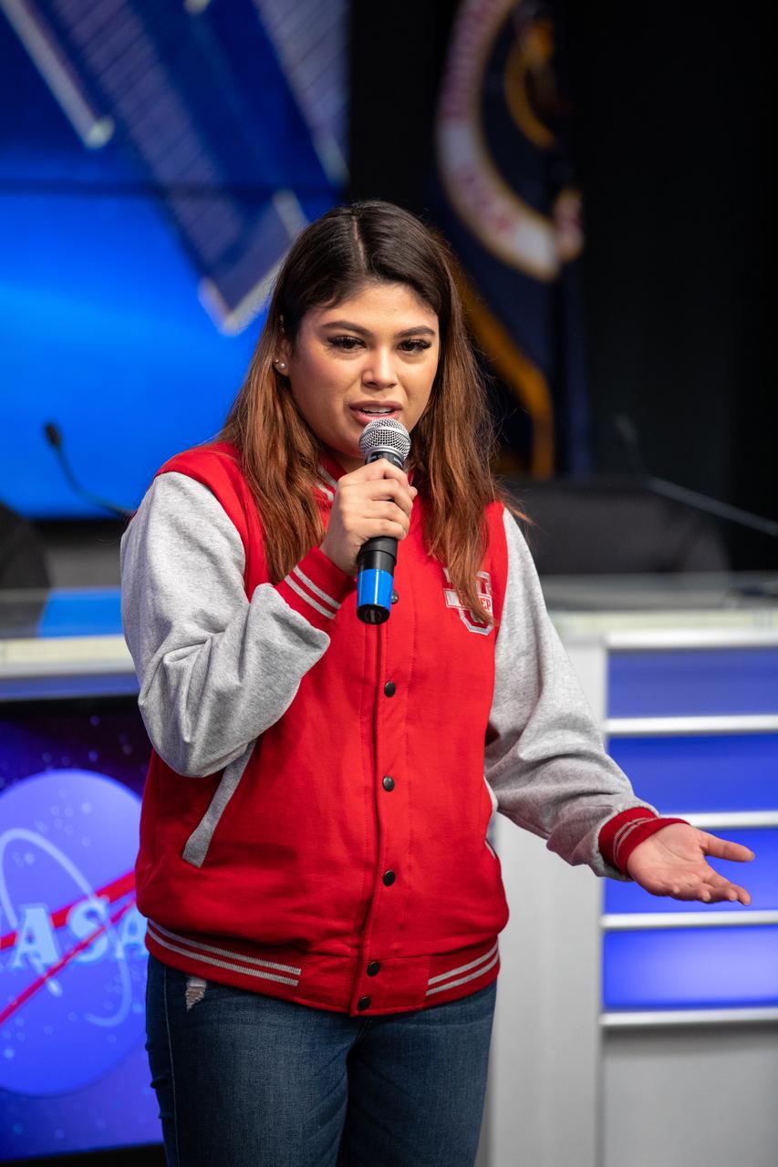 A What’s On Board Briefing for SpaceX’s 19th Commercial Resupply Services (CRS-19) mission for NASA to the International Space Station took place on Dec. 3, 2019, at the agency’s Kennedy Space Center in Florida. Rosa Reyna gonzales, student researcher for AzTechSat-1, the first Mexican-developed nanosatellite to be launched from the space station, discusses her role in the experiment and how the investigation will demonstrate communication between a CubeSat and the GlobalStar Constellation satellite network in low-Earth orbit. The SpaceX Falcon 9 rocket and Dragon cargo module are scheduled to launch on Dec. 4, 2019, from Space Launch Complex 40 on Cape Canaveral Air Force Station in Florida. 