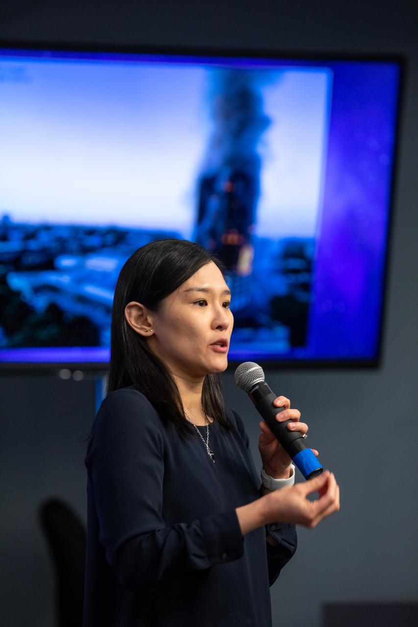 A What’s On Board Briefing for SpaceX’s 19th Commercial Resupply Services (CRS-19) mission for NASA to the International Space Station took place on Dec. 3, 2019, at the agency’s Kennedy Space Center in Florida. Ya-Ting Liao, an investigator for the Confined Combustion experiment, discusses the investigation which studies how fire spreads and behaves in confined spaces. The SpaceX Falcon 9 rocket and Dragon cargo module are scheduled to launch on Dec. 4, 2019, from Space Launch Complex 40 on Cape Canaveral Air Force Station in Florida.