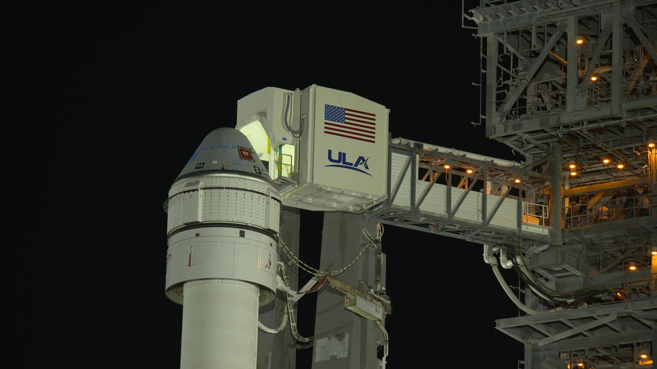 A United Launch Alliance Atlas V rocket, topped by the Boeing CST-100 Starliner spacecraft, stand on Space Launch Complex 41 at Florida's Cape Canaveral Air Force Station on Dec. 4, 2019. The vehicle was in place on the launch pad for Boeing's wet dress rehearsal ahead of the upcoming Orbital Flight Test, an uncrewed mission to the International Space Station for NASA's Commercial Crew Program.