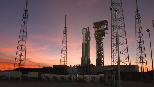 A United Launch Alliance Atlas V rocket, topped by the Boeing CST-100 Starliner spacecraft, stand on Space Launch Complex 41 at Florida's Cape Canaveral Air Force Station on Dec. 4, 2019. The vehicle was in place on the launch pad for Boeing's wet dress rehearsal ahead of the upcoming Orbital Flight Test, an uncrewed mission to the International Space Station for NASA's Commercial Crew Program.