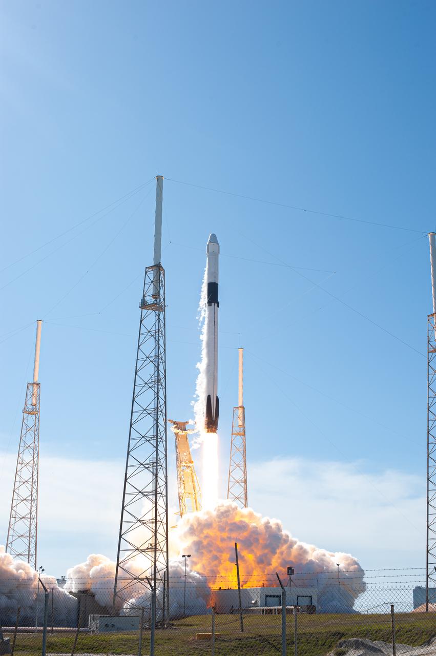 The SpaceX Falcon 9 rocket with the Dragon cargo module lifts off Space Launch Complex 40 on Cape Canaveral Air Force Station in Florida in the early afternoon on Dec. 5, 2019. Liftoff was at 12:29 p.m. EST. This is SpaceX’s 19th Commercial Resupply Services (CRS-19) mission for NASA to the International Space Station. The Dragon cargo module will deliver more than 5,700 pounds of science and research, crew supplies and vehicle hardware to the orbital laboratory and its crew.