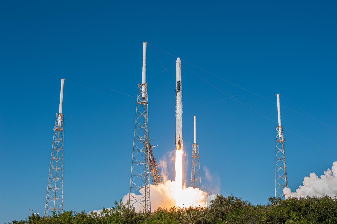 The SpaceX Falcon 9 rocket with the Dragon cargo module lifts off Space Launch Complex 40 on Cape Canaveral Air Force Station in Florida in the early afternoon on Dec. 5, 2019. Liftoff was at 12:29 p.m. EST. This is SpaceX’s 19th Commercial Resupply Services (CRS-19) mission for NASA to the International Space Station. The Dragon cargo module will deliver more than 5,700 pounds of science and research, crew supplies and vehicle hardware to the orbital laboratory and its crew.