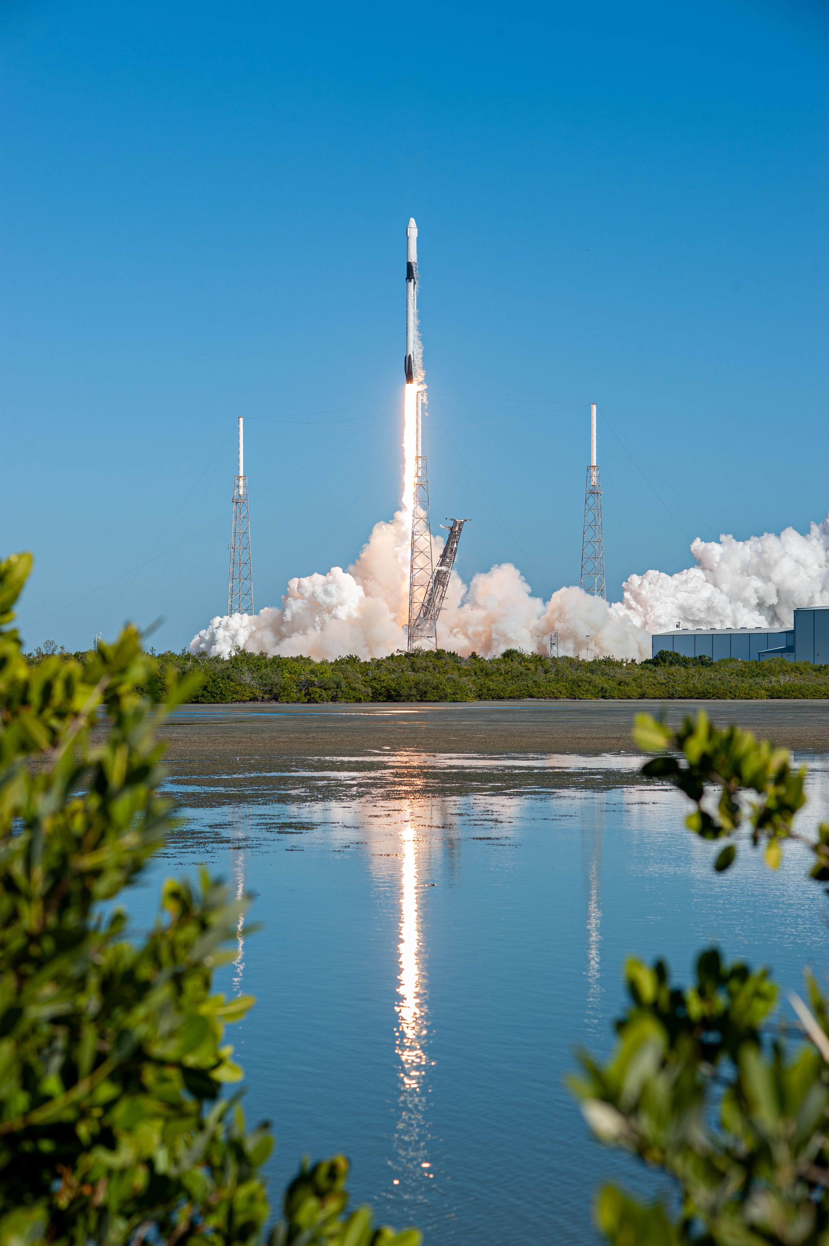 The SpaceX Falcon 9 rocket with the Dragon cargo module climbs upward after liftoff from Space Launch Complex 40 on Cape Canaveral Air Force Station in Florida in the early afternoon on Dec. 5, 2019. Liftoff was at 12:29 p.m. EST. This is SpaceX’s 19th Commercial Resupply Services (CRS-19) mission for NASA to the International Space Station. The Dragon cargo module will deliver more than 5,700 pounds of science and research, crew supplies and vehicle hardware to the orbital laboratory and its crew.
