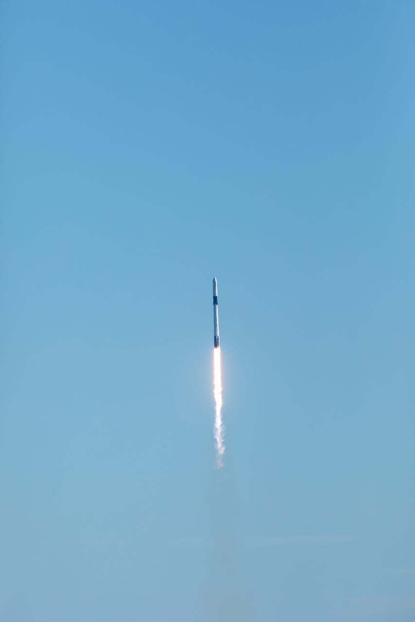 The SpaceX Falcon 9 rocket with the Dragon cargo module climbs upward after liftoff from Space Launch Complex 40 on Cape Canaveral Air Force Station in Florida in the early afternoon on Dec. 5, 2019. Liftoff was at 12:29 p.m. EST. This is SpaceX’s 19th Commercial Resupply Services (CRS-19) mission for NASA to the International Space Station. The Dragon cargo module will deliver more than 5,700 pounds of science and research, crew supplies and vehicle hardware to the orbital laboratory and its crew.