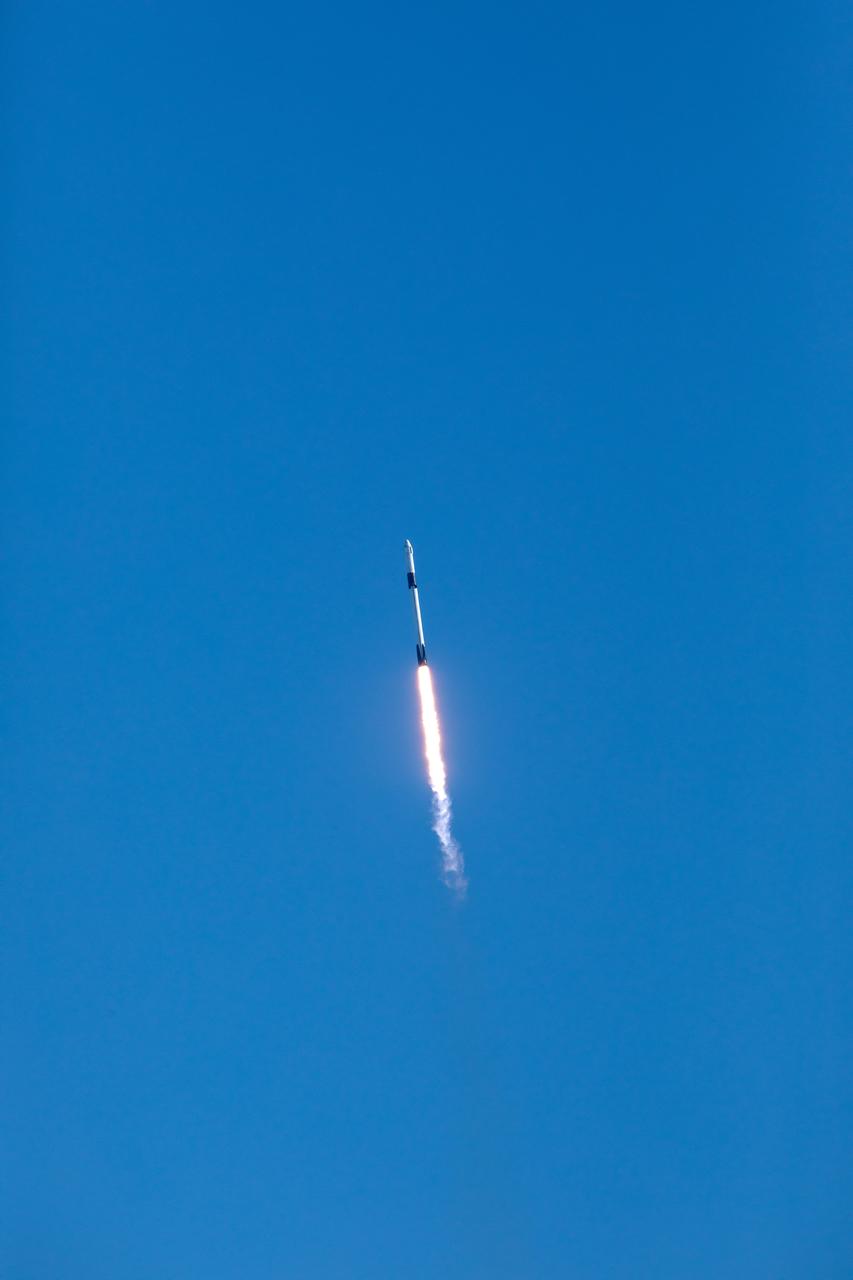 The SpaceX Falcon 9 rocket with the Dragon cargo module climbs upward after liftoff from Space Launch Complex 40 on Cape Canaveral Air Force Station in Florida in the early afternoon on Dec. 5, 2019. Liftoff was at 12:29 p.m. EST. This is SpaceX’s 19th Commercial Resupply Services (CRS-19) mission for NASA to the International Space Station. The Dragon cargo module will deliver more than 5,700 pounds of science and research, crew supplies and vehicle hardware to the orbital laboratory and its crew.