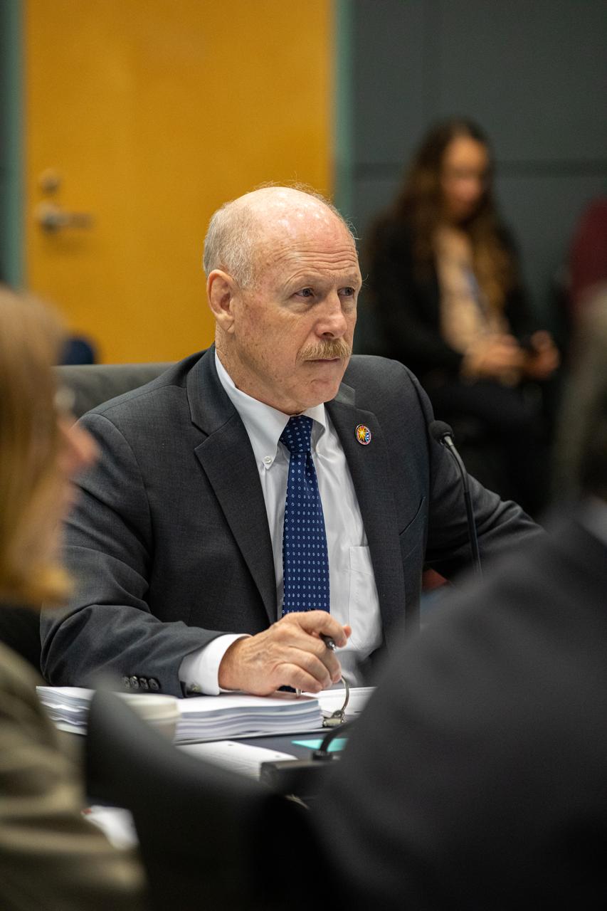 Ken Bowersox, deputy associate administrator for Human Exploration and Operations at NASA Headquarters, speaks during the flight readiness review for Boeing’s upcoming Orbital Flight Test in Operations Support Building 2 at NASA’s Kennedy Space Center in Florida, Dec. 12, 2019. Boeing’s CST-100 Starliner spacecraft will launch atop a United Launch Alliance Atlas V rocket from Space Launch Complex 41 at Cape Canaveral Air Force Station. The uncrewed Orbital Flight Test will be the Starliner’s first flight to the International Space Station for NASA’s Commercial Crew Program.