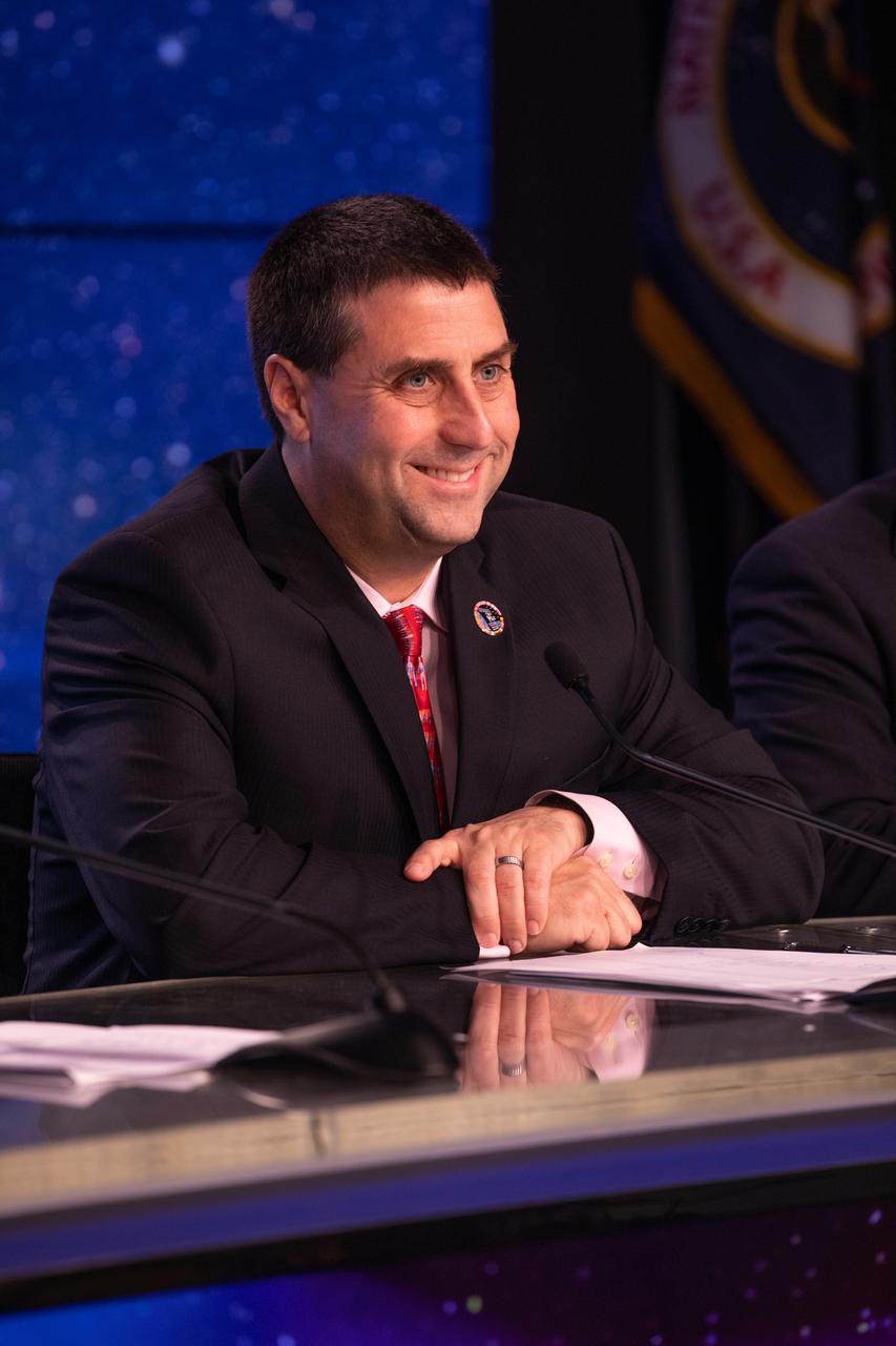 Joel Montalbano, deputy manager, International Space Station Program, speaks during a prelaunch briefing for Boeing’s Orbital Flight Test at the agency’s Kennedy Space Center in Florida, Dec. 17, 2019. Boeing’s CST-100 Starliner spacecraft will launch atop a United Launch Alliance Atlas V rocket from Space Launch Complex 41 at Cape Canaveral Air Force Station. The uncrewed Orbital Flight Test will be the Starliner’s first flight to the International Space Station for NASA’s Commercial Crew Program.