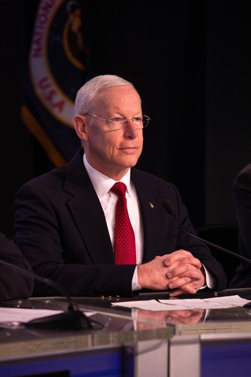 Pat Forrester, Astronaut Office chief, Johnson Space Center, speaks during a prelaunch briefing for Boeing’s Orbital Flight Test at the agency’s Kennedy Space Center in Florida, Dec. 17, 2019. Boeing’s CST-100 Starliner spacecraft will launch atop a United Launch Alliance Atlas V rocket from Space Launch Complex 41 at Cape Canaveral Air Force Station. The uncrewed Orbital Flight Test will be the Starliner’s first flight to the International Space Station for NASA’s Commercial Crew Program.