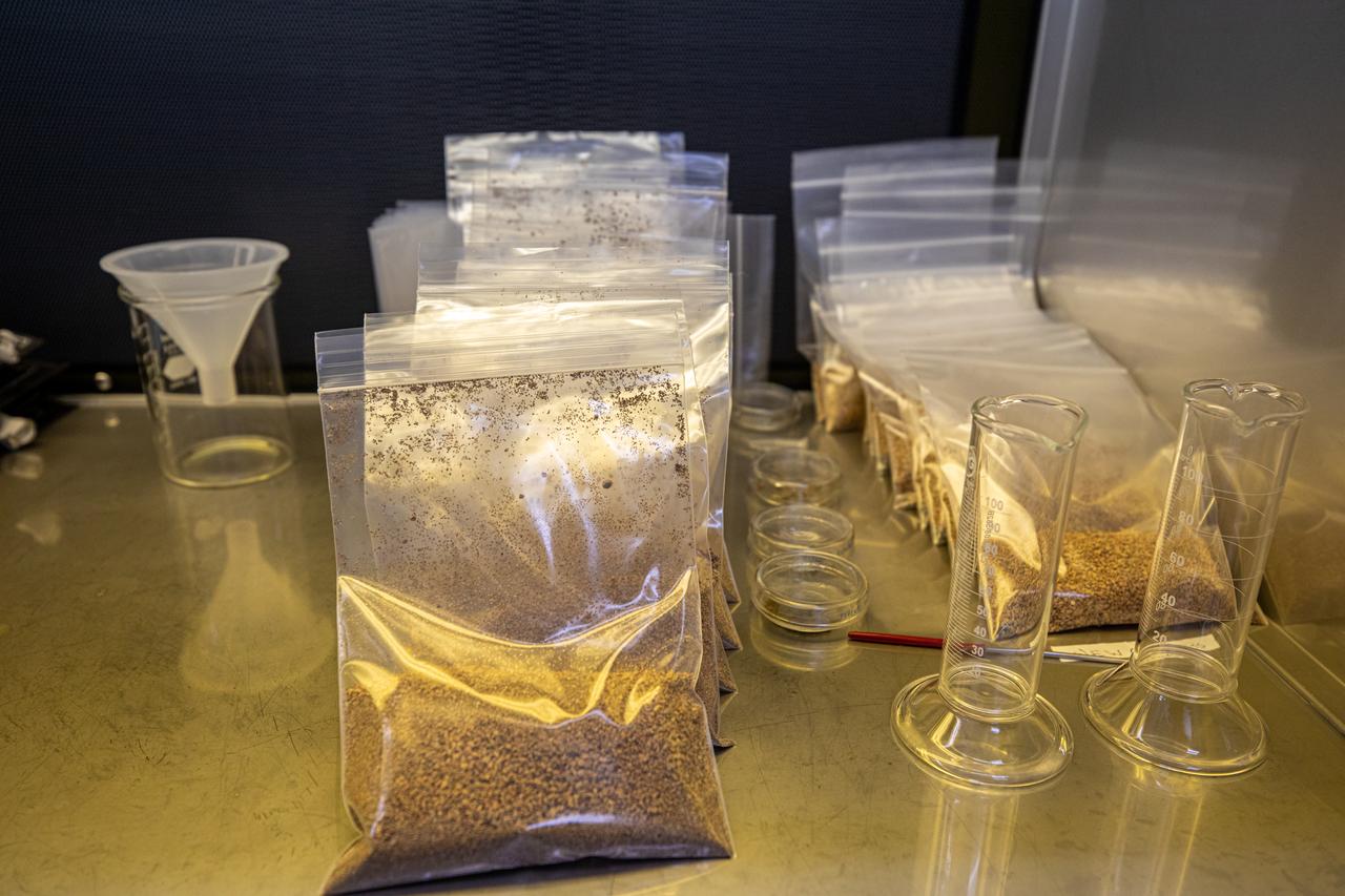 Researchers at NASA’s Kennedy Space Center in Florida have laid out supplies to prepare plant pillows inside the Space Station Processing Facility on Jan. 16, 2020. The pillows are small containers packed with everything needed to grow plants in microgravity aboard the International Space Station. These pillows are for a series of plant experiments called VEG-03 J/K/L that will monitor the growth of three types of leafy greens. The experiments will be launched to the orbiting laboratory aboard a Northrop Grumman Antares rocket and Cygnus spacecraft on the company’s 13th resupply services mission. Liftoff is scheduled for Feb. 9, 2020, at 5:39 p.m. EST from the agency’s Wallops Flight Facility in Virginia. 