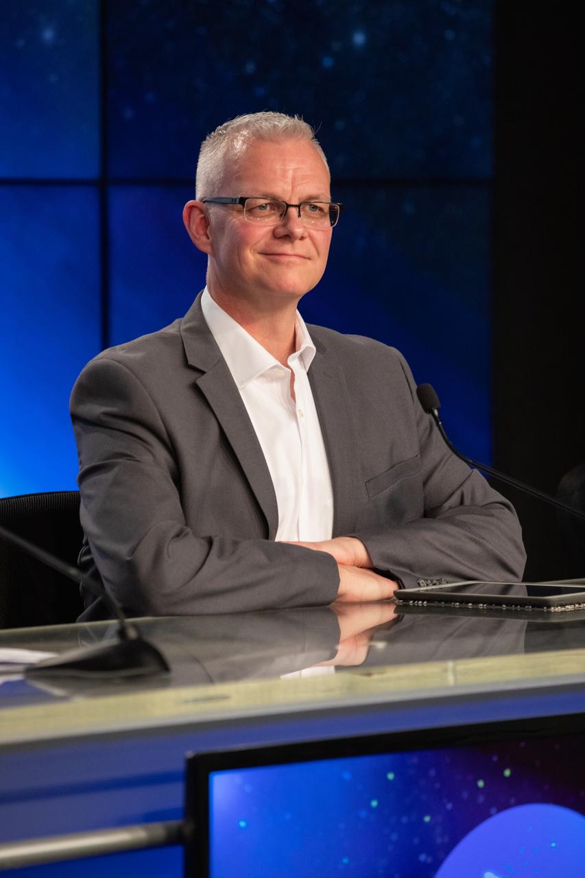 Benji Reed, director of Crew Mission Management for SpaceX, participates in a briefing at NASA’s Kennedy Space Center in Florida on Jan. 17, 2020, prior to launch of SpaceX’s uncrewed In-Flight Abort Test. A SpaceX Falcon 9 rocket topped by the company’s Crew Dragon spacecraft will lift off from Kennedy’s Launch Complex 39A, then begin the launch-abort sequence. The spacecraft will demonstrate its escape capabilities in preparation for crewed flights to the International Space Station as part of the agency’s Commercial Crew Program.