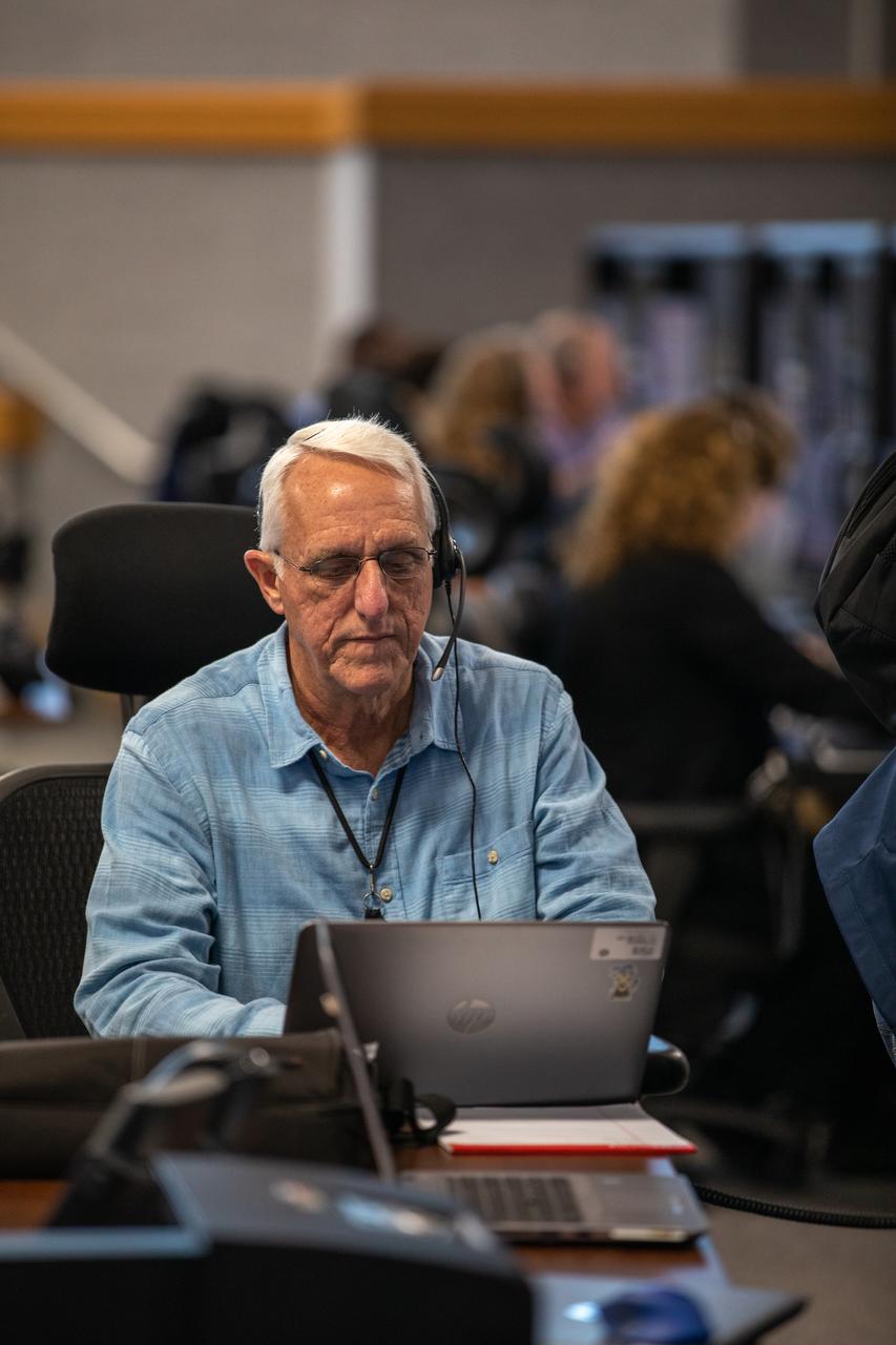 Inside the Launch Control Center’s Firing Room 1 at NASA’s Kennedy Space Center in Florida, Phil Youmans, an avionics engineer, participates in an Artemis I launch countdown training exercise on Feb. 3, 2020. Under the leadership of Launch Director Charlie Blackwell-Thompson, a team of nearly 100 engineers from Orion, Space Launch System (SLS) and NASA’s Exploration Ground Systems came together to work through a series of simulated challenges, as well as a final countdown procedure. During these exercises, different issues were introduced to familiarize the team with launch day operations, while providing them with an opportunity to practice how they would handle those issues in real-time. Artemis I will be the first integrated test flight of the Orion spacecraft and SLS rocket – the system that will ultimately land the first woman and the next man on the Moon. 