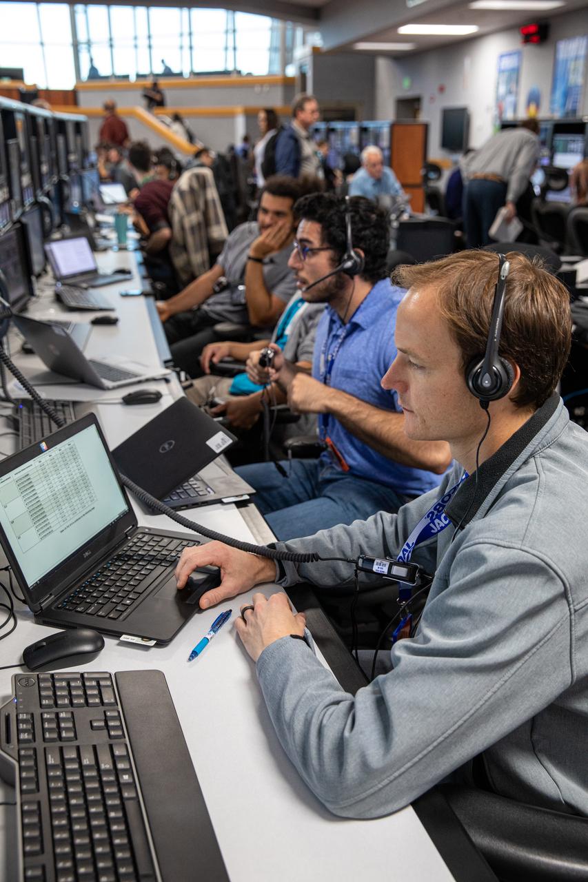 Members of the Artemis I launch team participate in a countdown simulation inside the Launch Control Center’s Firing Room 1 at NASA’s Kennedy Space Center in Florida on Feb. 3, 2020. Under the leadership of Launch Director Charlie Blackwell-Thompson, a team of nearly 100 engineers from Orion, Space Launch System (SLS) and NASA’s Exploration Ground Systems came together to work through a series of simulated challenges, as well as a final countdown procedure. During these exercises, different issues were introduced to familiarize the team with launch day operations, while providing them with an opportunity to practice how they would handle those issues in real-time. Artemis I will be the first integrated test flight of the Orion spacecraft and SLS rocket – the system that will ultimately land the first woman and the next man on the Moon.