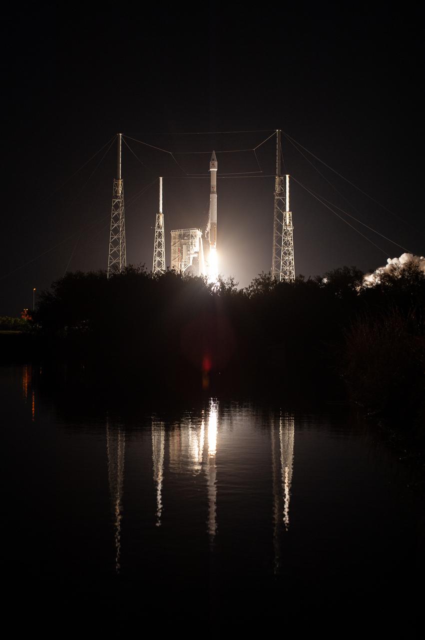 The United Launch Alliance Atlas V rocket, carrying the Solar Orbiter, lifts off Space Launch Complex 41 at Cape Canaveral Air Force Station in Florida at 11:03 p.m. EST, on Feb. 9, 2020. Solar Orbiter is an international cooperative mission between ESA (European Space Agency) and NASA. The mission aims to study the Sun, its outer atmosphere and solar wind. The spacecraft will provide the first images of the Sun’s poles. The spacecraft was developed by Airbus Defence and Space. NASA’s Launch Services Program based at Kennedy managed the launch.