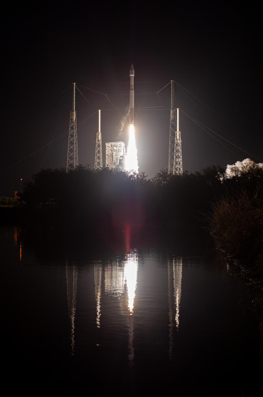 The United Launch Alliance Atlas V rocket, carrying the Solar Orbiter, lifts off Space Launch Complex 41 at Cape Canaveral Air Force Station in Florida at 11:03 p.m. EST, on Feb. 9, 2020. Solar Orbiter is an international cooperative mission between ESA (European Space Agency) and NASA. The mission aims to study the Sun, its outer atmosphere and solar wind. The spacecraft will provide the first images of the Sun’s poles. The spacecraft was developed by Airbus Defence and Space. NASA’s Launch Services Program based at Kennedy managed the launch.