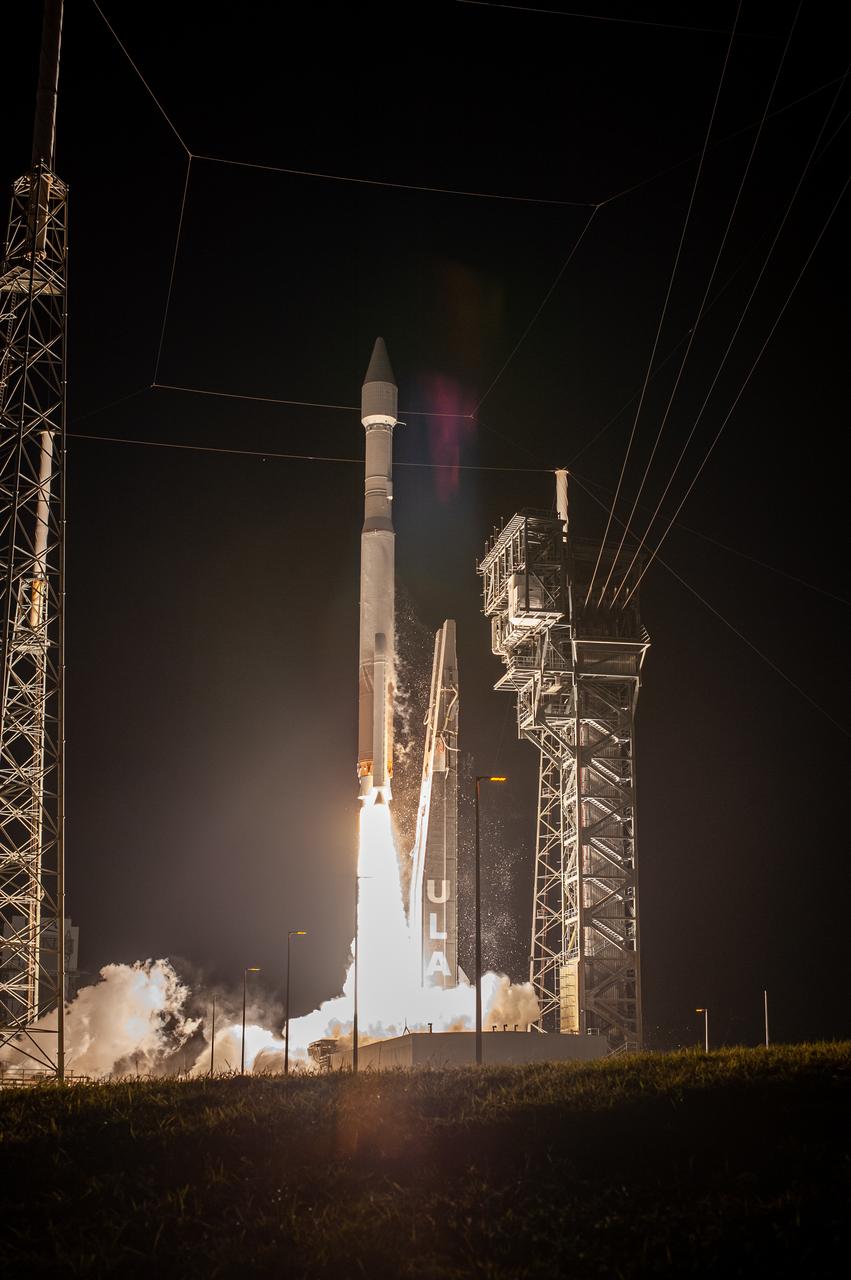 The United Launch Alliance Atlas V rocket, carrying the Solar Orbiter, lifts off Space Launch Complex 41 at Cape Canaveral Air Force Station in Florida at 11:03 p.m. EST, on Feb. 9, 2020. Solar Orbiter is an international cooperative mission between ESA (European Space Agency) and NASA. The mission aims to study the Sun, its outer atmosphere and solar wind. The spacecraft will provide the first images of the Sun’s poles. The spacecraft was developed by Airbus Defence and Space. NASA’s Launch Services Program based at Kennedy managed the launch.