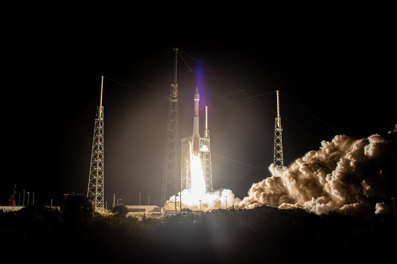 The United Launch Alliance Atlas V rocket, carrying the Solar Orbiter, lifts off Space Launch Complex 41 at Cape Canaveral Air Force Station in Florida at 11:03 p.m. EST, on Feb. 9, 2020. Solar Orbiter is an international cooperative mission between ESA (European Space Agency) and NASA. The mission aims to study the Sun, its outer atmosphere and solar wind. The spacecraft will provide the first images of the Sun’s poles. The spacecraft was developed by Airbus Defence and Space. NASA’s Launch Services Program based at Kennedy managed the launch.