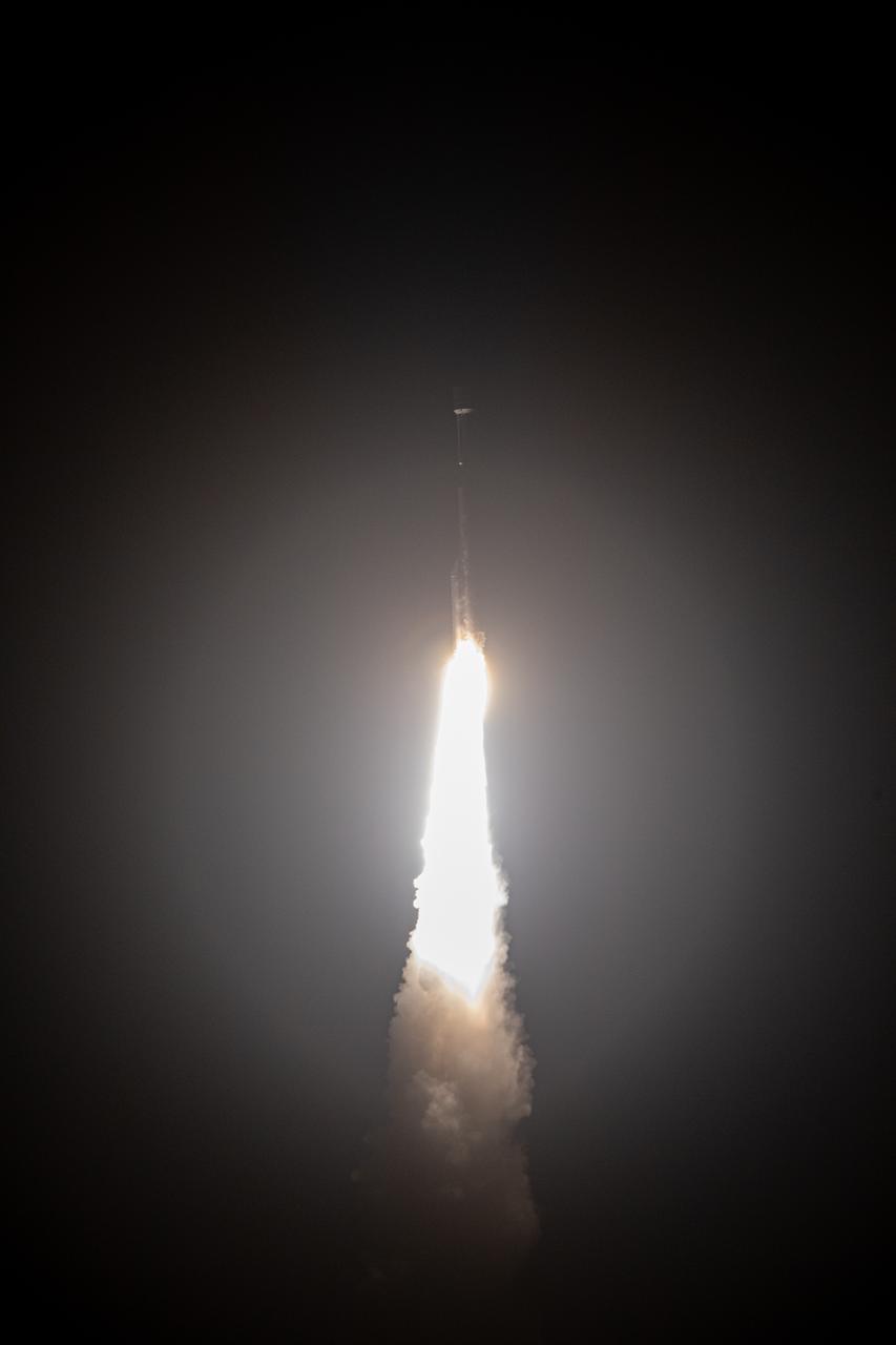 The United Launch Alliance Atlas V rocket, carrying the Solar Orbiter, climbs upward after liftoff from Space Launch Complex 41 on Cape Canaveral Air Force Station in cmsFlorida on Feb. 9, 2020. Liftoff was at 11:03 p.m. EST. Solar Orbiter is an international cooperative mission between ESA (European Space Agency) and NASA. The mission aims to study the Sun, its outer atmosphere and solar wind. The spacecraft will provide the first images of the Sun’s poles. The spacecraft was developed by Airbus Defence and Space. NASA’s Launch Services Program based at Kennedy managed the launch.