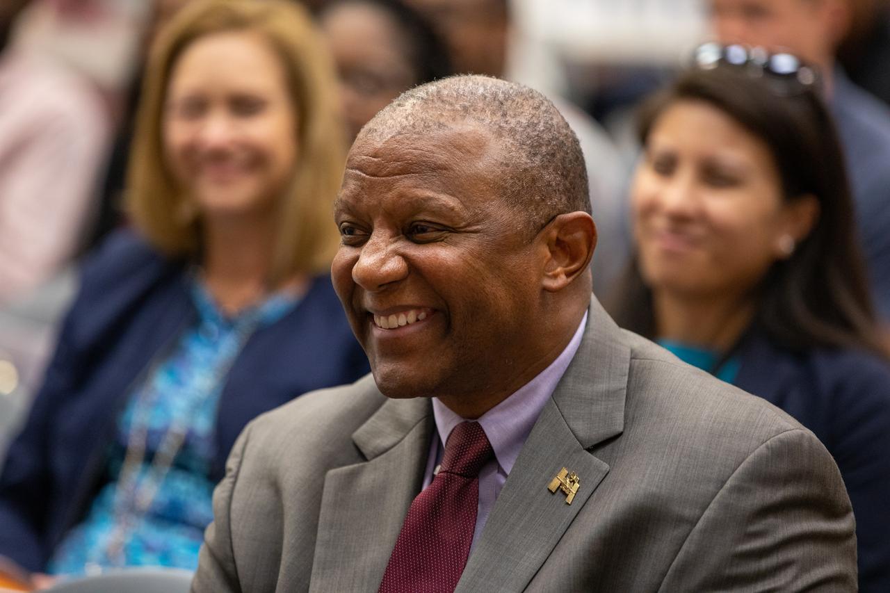 Kelvin Manning, associate director, technical, attends the Black History Month celebration at Kennedy Space Center in Florida on Feb. 18, 2020. The program was organized by the Black Employee Strategy Team (BEST), one of the center’s employee resource groups. This year’s theme was “African Americans and the Vote.” Keynote speaker was James Jennings, former NASA associate administrator for Institutions and Management and Kennedy’s former deputy director. Jennings shared advice with workers and managers.
