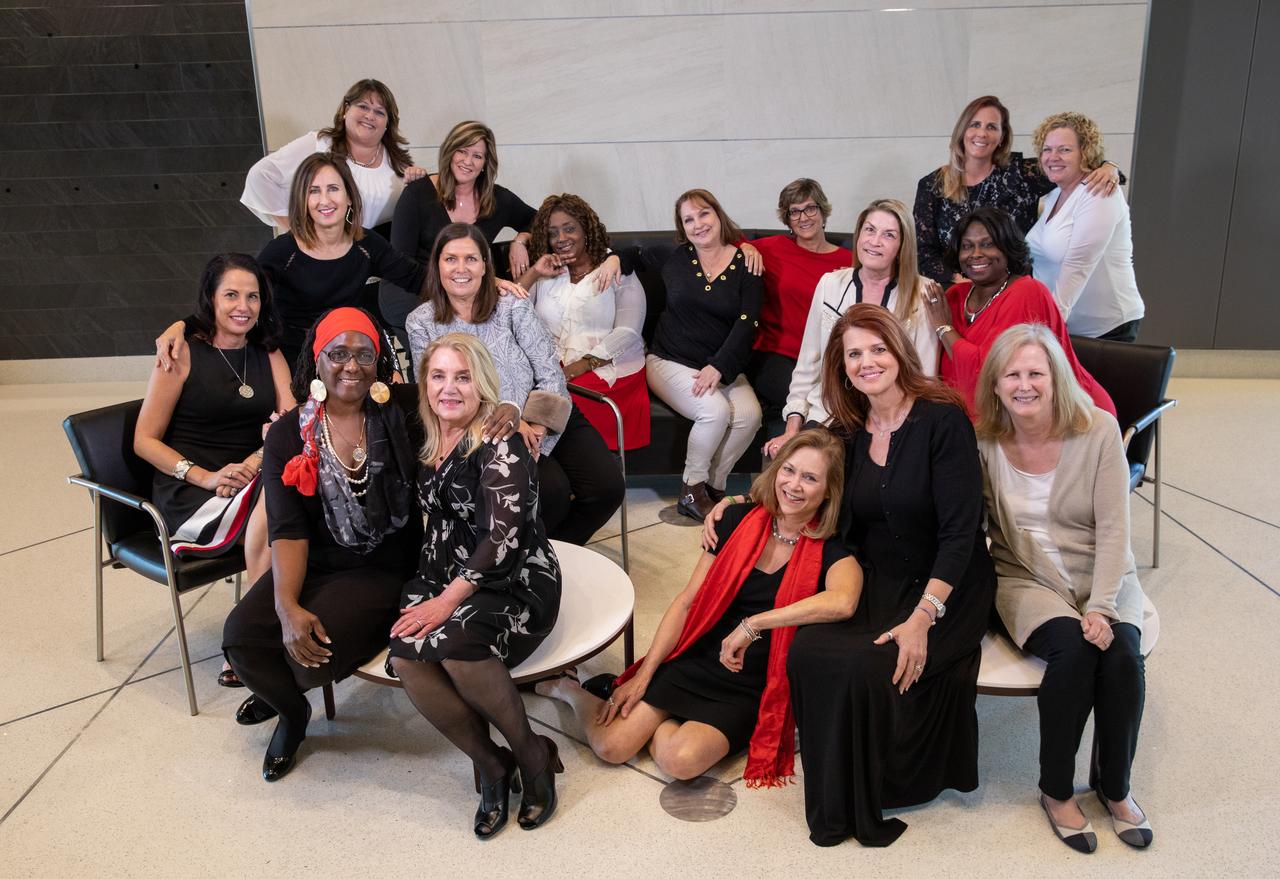 Senior managers at NASA’s Kennedy Space Center pose inside the Florida spaceport’s Central Campus Headquarters building on Feb. 24, 2020, in recognition of Women’s History Month. Pictured are: Hortense Diggs, Susan Kroskey, Janet Petro, Charlie Blackwell-Thompson, Vicki Johnston, Maria Collura, Jeanne O’Bryan, Vanessa Stromer, Kim Carter, Laura Rochester, Becky Murray, Jennifer Kunz, Barbara Brown, Kathy Loftin, Jenny Lyons, Dana Hutcherson and Dicksy Chrostowski.