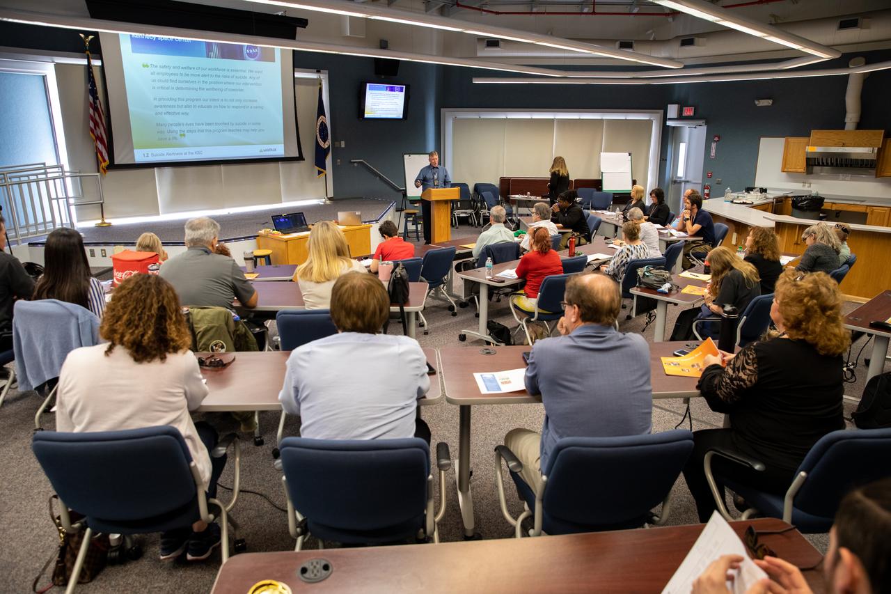 Kennedy Space Center employees attend a SafeTALK suicide awareness and intervention training on March 2, 2020, inside the Florida spaceport’s Kennedy Learning Institute. The training, hosted by the KSC Employee Assistance Program, was offered as part of the center’s annual Safety and Health days, taking place March 2 through March 6. Throughout the week, Kennedy employees had the opportunity to attend a variety of presentations – all of which placed a focus on how to maintain a safe and healthy workforce. 
