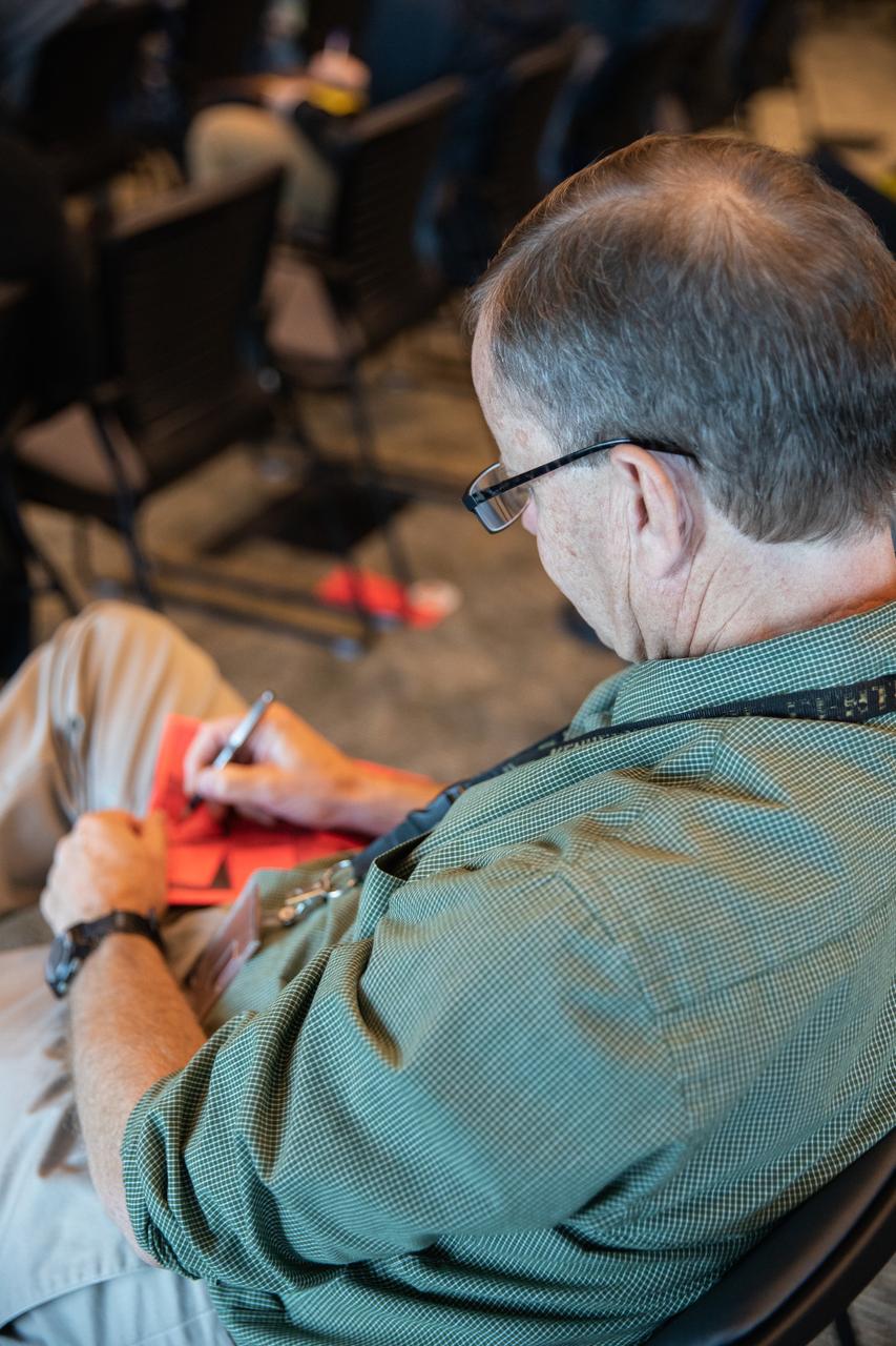 A Kennedy Space Center employee attends a presentation on reducing stress and improving focus inside the Operations Support Building II on March 3, 2020, during the Florida spaceport’s annual Safety and Health Days. Taking place March 2 through March 6, Safety and Health Days provides Kennedy employees with a variety of presentations to attend – all of which focus on how to maintain a safe and healthy workforce.