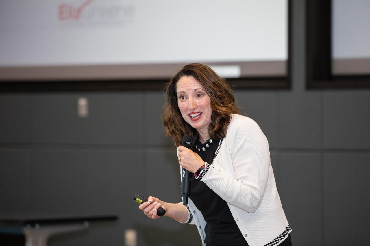 Eliz Greene, one of the guest speakers during Kennedy Space Center’s annual Safety and Health Days, presents information on reducing stress and improving focus inside the Florida spaceport’s Operations Support Building II on March 3, 2020. Taking place March 2 through March 6, Safety and Health Days provides Kennedy employees with a variety of presentations to attend – all of which focus on how to maintain a safe and healthy workforce.