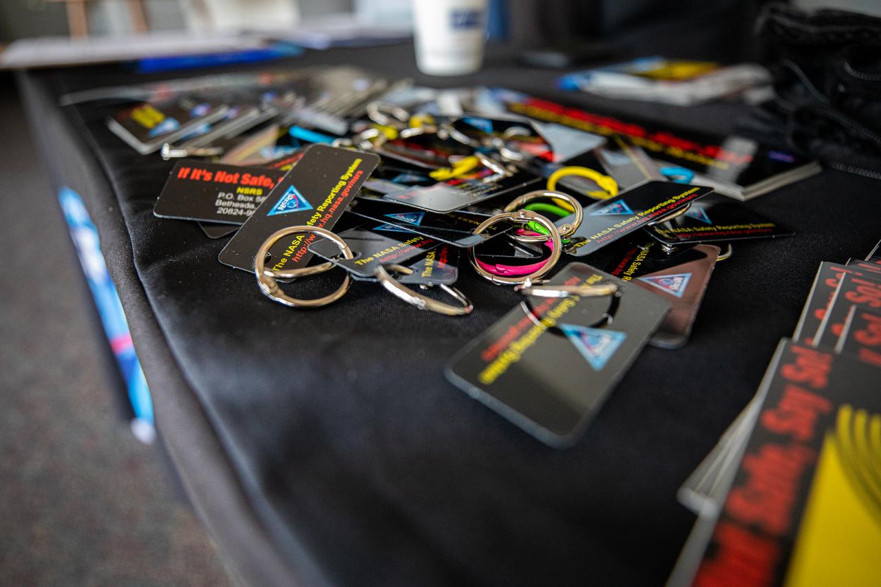 Safety favors are photographed inside the Kennedy Space Center Training Auditorium on March 4, 2020, during the Florida spaceport’s annual Safety and Health Days. Taking place March 2 through March 6, Safety and Health Days provides Kennedy employees with a variety of presentations to attend – all of which focus on how to maintain a safe and healthy workforce.