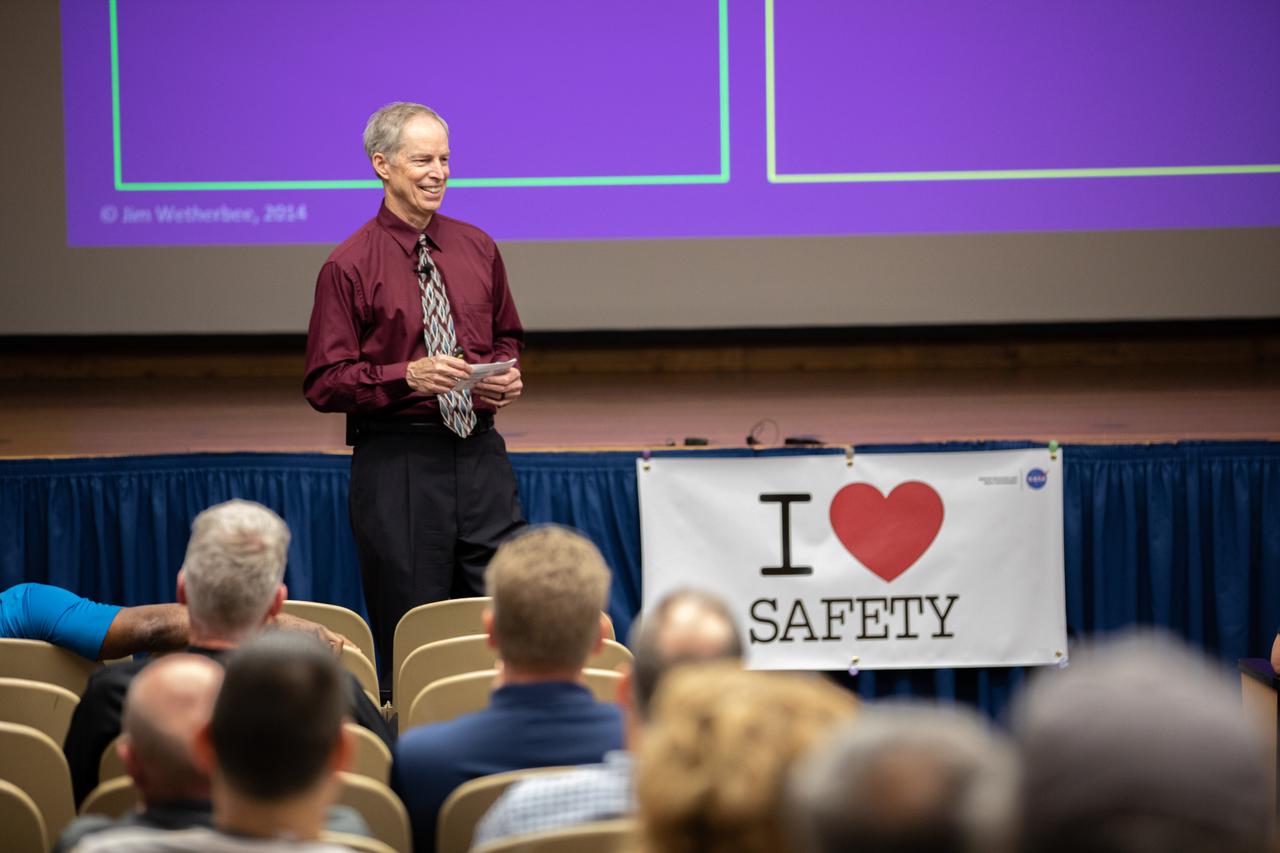 Jim Wetherbee, a retired U.S. Navy captain and former NASA astronaut, speaks to Kennedy Space Center employees inside the Florida spaceport’s Training Auditorium on March 4, 2020, during the center’s annual Safety and Health Days. Taking place March 2 through March 6, Safety and Health Days provides Kennedy employees with a variety of presentations to attend – all of which focus on how to maintain a safe and healthy workforce. Wetherbee’s presentation included information on adverse conditions existing in various organizations prior to those organizations experiencing disasters or accidents.