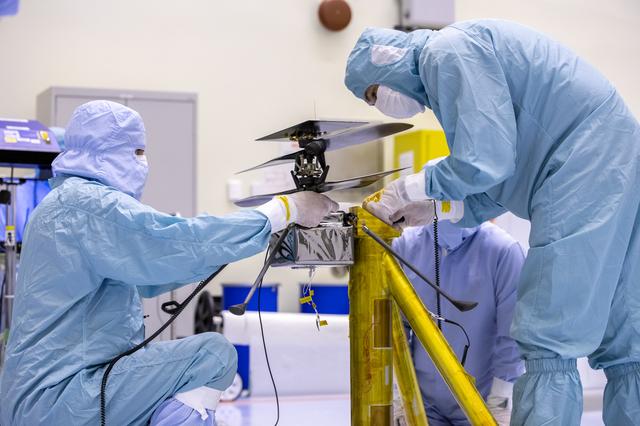 NASA image: Mars Cruise Stage on Rotation Fixture and Helicopter Functional 