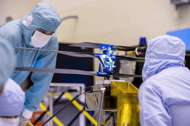 NASA image: Mars Cruise Stage on Rotation Fixture and Helicopter Functional 